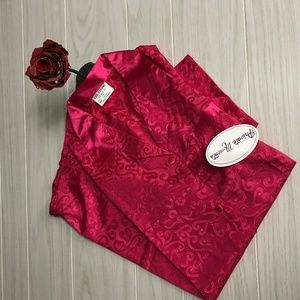 NWT Shiny pink embossed button down night gown ~Small